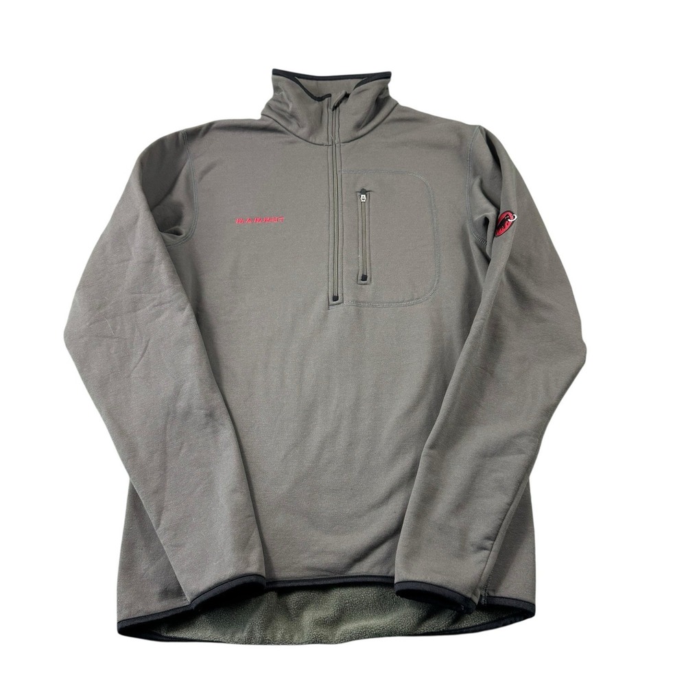 Mammut Gray Red Spellout Men's 1/2 Zip Men's Fleece Size Large Portugal